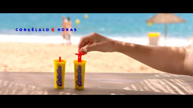 Video Reference: yellow, hand, finger, water, sky, fun, drink, play, Person