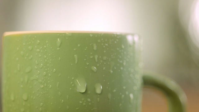Video Reference: Green, Water, Drop, Moisture, Macro photography, Close-up, Mug, Dew, Drinkware, Cup, Person