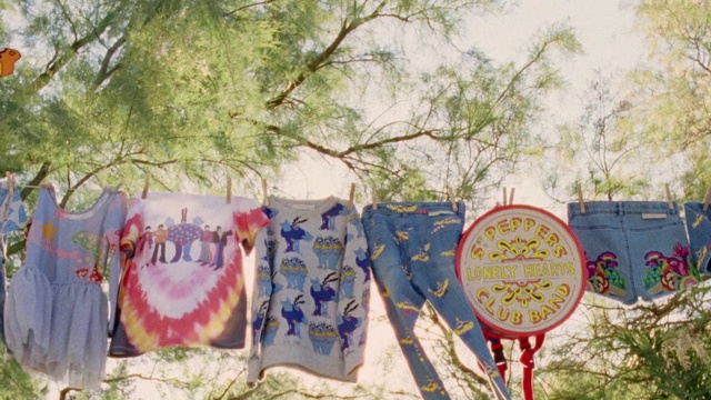 Video Reference: Tree, Spring, Watercolor paint, Banner, Paint, Art, Person, Outdoor, Grass, Sign, Covered, Man, Walking, Field, Street, Table, Country, Standing, Colorful, Holding, Red, Group, Game, Riding, Child art, Text, Painting, Fabric