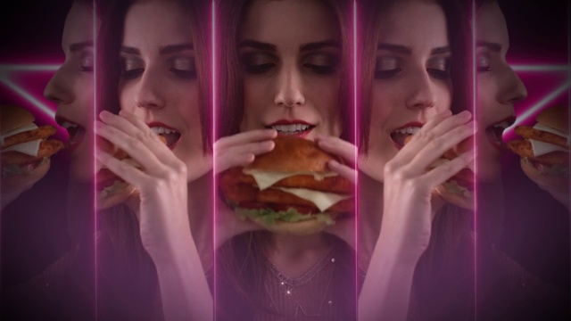 Video Reference: Face, Purple, Head, Violet, Mouth, Pink, Lip, Human, Photography, Hand