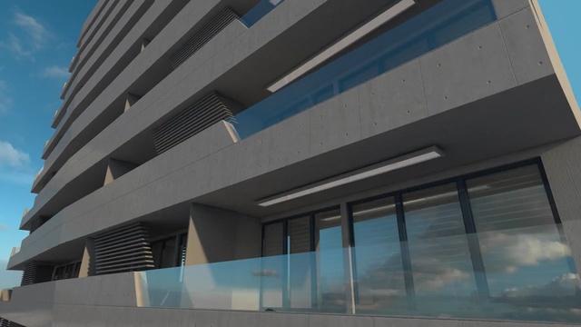 Video Reference: commercial building, building, property, architecture, corporate headquarters, structure, sky, daytime, headquarters, facade, Person