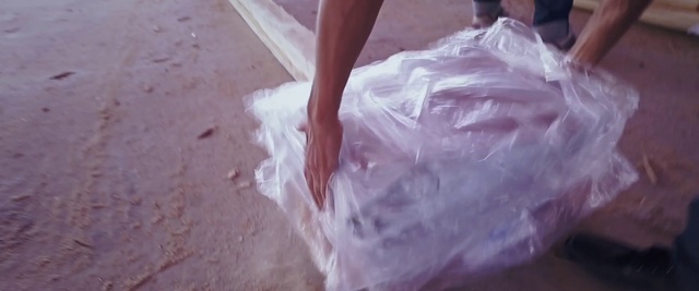 Video Reference: Dress, Wedding dress, Hand, Plastic bag, Bridal clothing