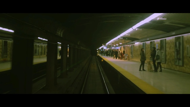Video Reference: transport, rapid transit, public transport, metro station, train station, metropolitan area, track, urban area, darkness, subway, Person