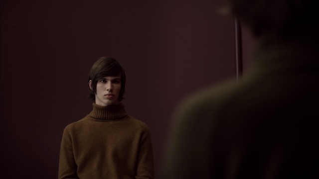 Video Reference: Face, Black, Red, Darkness, Head, Male, Human, Flash photography, Photography, Room, Person