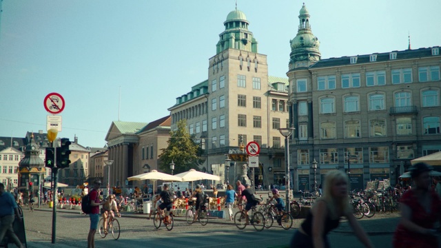 Video Reference: City, Town, Landmark, Urban area, Human settlement, Metropolitan area, Town square, Building, Downtown, Public space, Outdoor, Road, Street, Walking, People, Riding, Bicycle, Crossing, Man, Cross, Group, Woman, Traffic, Holding, Busy, Standing, Horse, Intersection, Large, Carriage, Old, Young, Drawn, Sign, Red, Crowd, Bus, Elephant, Sky, Vehicle, Land vehicle, Day