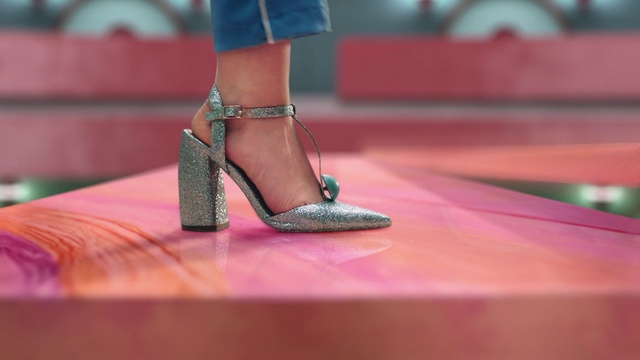 Video Reference: Footwear, Pink, Shoe, High heels, Fashion, Leg, Ankle, Human leg, Sandal, Close-up