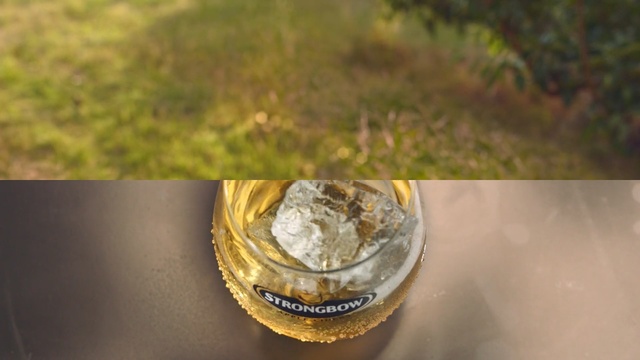 Video Reference: split screen, grass, glass, water, ice, table, Person
