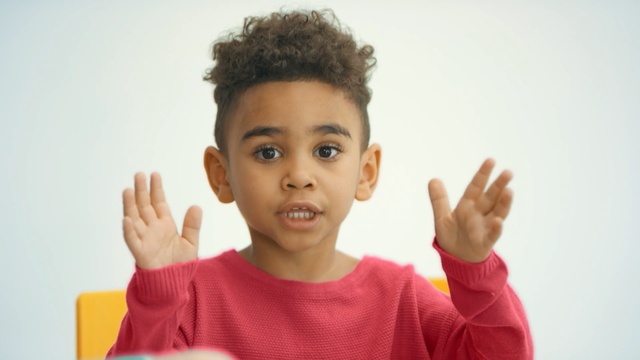 Video Reference: Gesture, Finger, Child, Sign language, Thumb, Hand, Smile, Ear, Person, Male