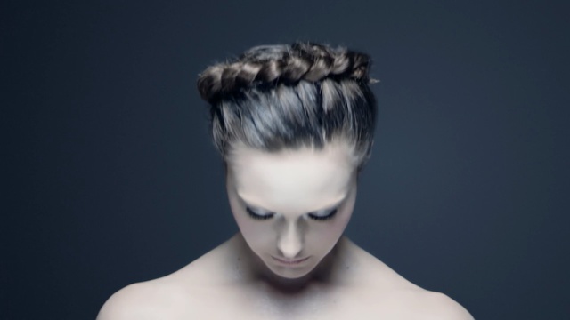 Video Reference: hair, beauty, eyebrow, forehead, hairstyle, chin, neck, black hair, eyelash, long hair, Person