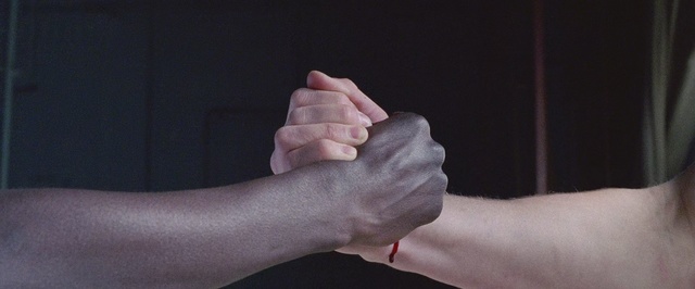 Video Reference: Finger, Hand, Arm, Wrist, Skin, Thumb, Gesture, Joint, Muscle, Human body, Person, Indoor, Man, Holding, Using, Looking, Front, Shirt, Young, Sitting, Woman, Wearing, Dark, Table, Food, Standing, White, Room, Red, Remote, Playing, Watch, Feet, Nail, Toe