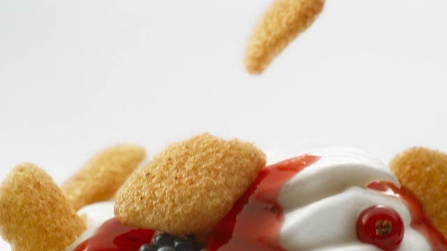 Video Reference: Junk food, Food, Dish, Cuisine, Fast food, Kids" meal, Finger food, Ingredient, Snack, Produce, Plate, Slice, Piece, Cake, Dessert, Fruit, Cream, Table, Banana, Desert, White, Chocolate, Paper, Topped, Sitting, Fork, Covered, Holding, Sauce, Cut, Orange, Snow, Baked goods, Delicious, Sweet, Recipe, Pastry, Bread, Cheese