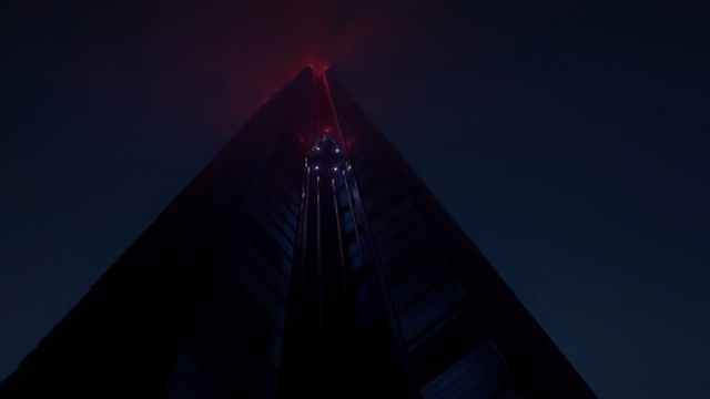 Video Reference: Blue, Sky, Black, Light, Architecture, Night, Darkness, Triangle, Tower, Electric blue