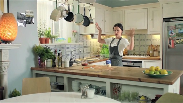 Video Reference: Room, Kitchen, Countertop, Interior design, Furniture, Cabinetry, Houseplant, Table, Home, Building, Person