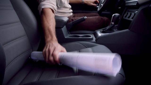 Video Reference: Vehicle, Car, Personal luxury car, Center console, Gear shift, Steering wheel, Car seat cover, Car seat, Auto part, Steering part