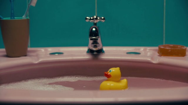 Video Reference: Duck, rubber ducky, Toy, Water, Bird, Room, Bathing, Tap, Water bird, Bath toy