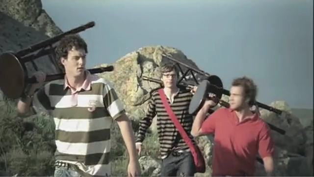 Video Reference: man, men, walk, mountain, rock, chair, friends, Person