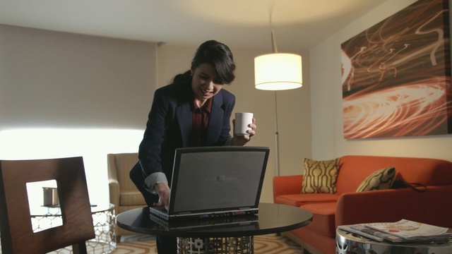 Video Reference: electronic device, technology, furniture, communication, Person