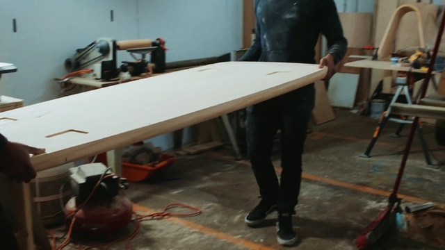 Video Reference: Furniture, Table, Wood, Flooring, Floor, Hardwood, Recreation, Plywood, Composite material, Surfboard