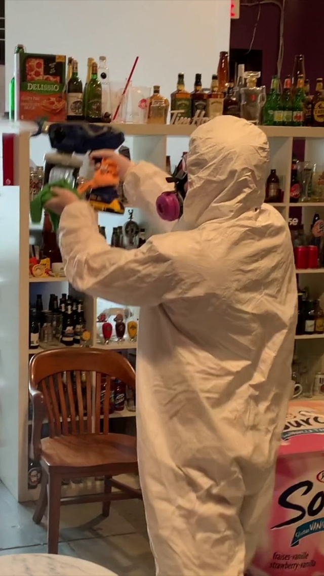 Video Reference: Bottle, Safety glove, Science, Chair, Shelf, Scientist, Event, Research, Fashion design, Research institute