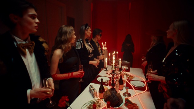 Video Reference: Tableware, Table, Coat, Candle, Lighting, Plate, Wine glass, Chair, Event, Fun