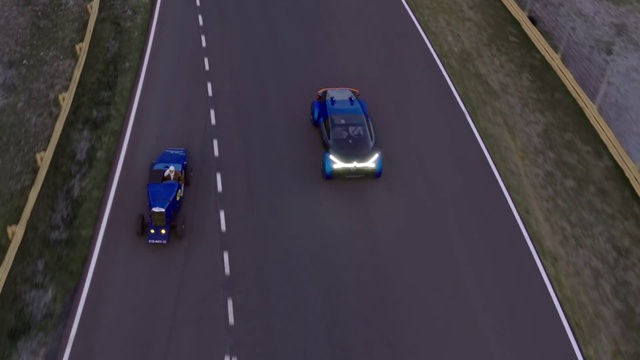 Video Reference: Land vehicle, Vehicle, Car, Hood, Automotive design, Road surface, Motor vehicle, Asphalt, Race track, Racing