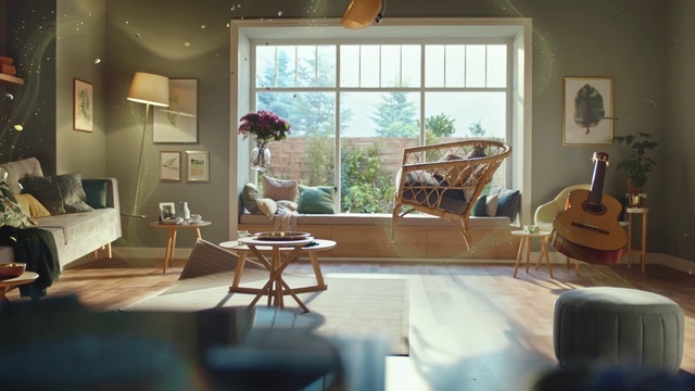 Video Reference: Property, Furniture, Plant, Building, Window, Table, Houseplant, Wood, Interior design, Comfort