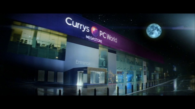 Video Reference: Moon, Architecture, Building, Font, Display device, Facade, Electric blue, Advertising, Signage, Astronomical object