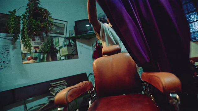 Video Reference: Purple, Comfort, Interior design, Chair, Thigh, Curtain, Human leg, Event, Room, Automotive design