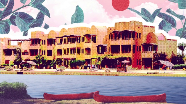 Video Reference: Building, Property, Water, Architecture, Body of water, Red, Pink, Travel, Morning, Beach