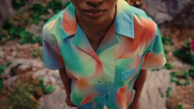 Video Reference: Neck, Sleeve, People in nature, Happy, Collar, Summer, Grass, Eyewear, Electric blue, Fashion design