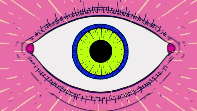 Video Reference: Colorfulness, Eye, Organ, Human body, Eyelash, Iris, Organism, Font, Line, Circle
