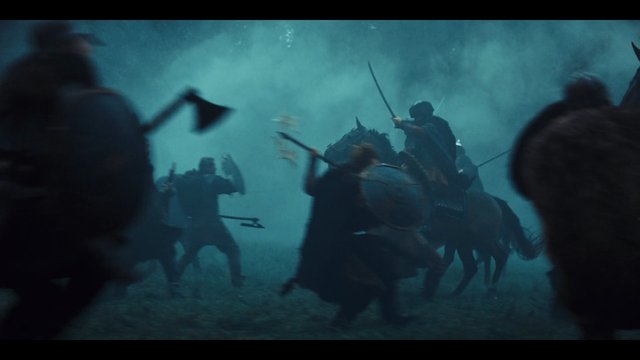 Video Reference: battle, horseback, riders, swords, axes, combat, smoke, fog, action, medieval, outdoor, chaos, war, motion blur