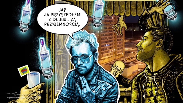 Video Reference: Human, Font, Art, People, Fictional character, Bottle, Comics, Illustration, Fiction, Drawing
