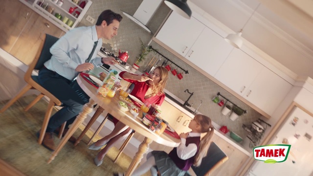 Video Reference: Clothing, Arm, Table, Chair, Kitchen, Tableware, Community, Countertop, House, Kitchen appliance