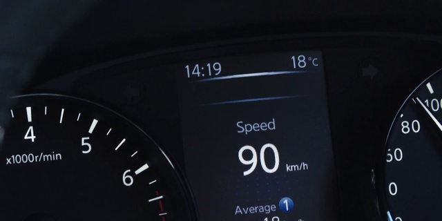 Video Reference: Personal luxury car, Automotive design, Vehicle, Font, Speedometer, Gauge, Auto part, Mid-size car, Measuring instrument, Family car