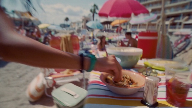 Video Reference: Food, Tableware, Umbrella, Table, Sky, Plate, Mixing bowl, Recipe, Cuisine, Dishware