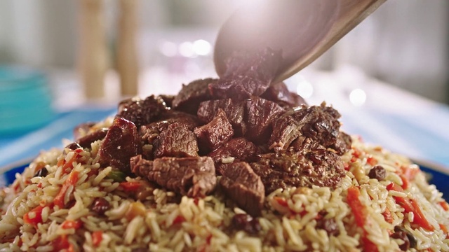 Video Reference: Food, Tableware, Ingredient, Rice, Recipe, Cuisine, Hyderabadi biriyani, Dish, Produce, White rice