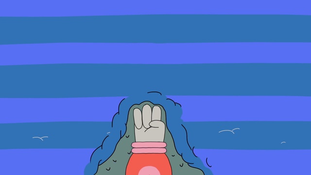 Video Reference: Azure, Gesture, Slope, Font, Electric blue, Magenta, Human leg, Symmetry, Drawing, Fictional character