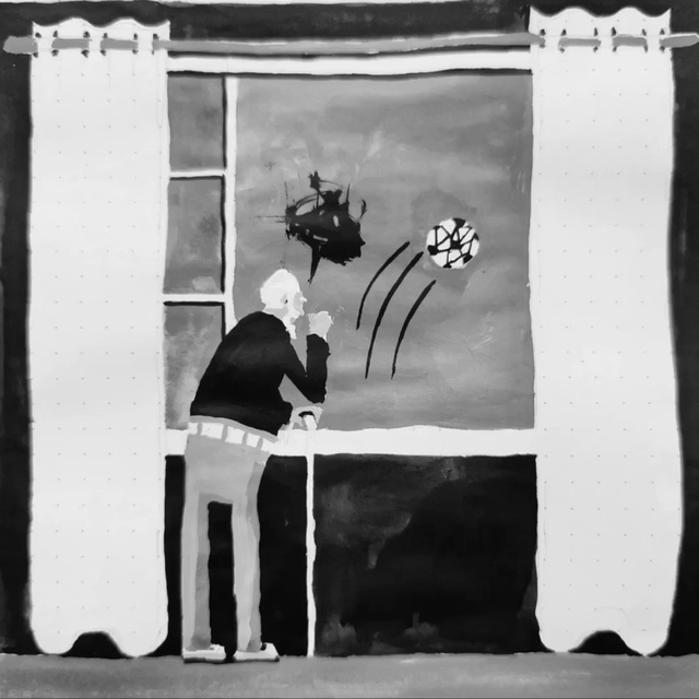 Video Reference: Standing, Gesture, Black-and-white, Style, Window, Art, Font, Tints and shades, Monochrome, Hat