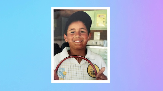 Video Reference: Smile, Facial expression, Sleeve, Happy, T-shirt, Font, Sports uniform, Collectable, Job, Room