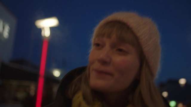 Video Reference: Sky, Midnight, Cap, Fun, Event, Electric blue, Darkness, Facial hair, Knit cap, Light fixture