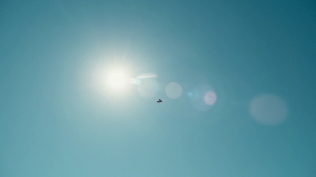 Video Reference: Cloud, Sky, Astronomical object, Lens flare, Electric blue, Cumulus, Sun, Meteorological phenomenon, Wing, Horizon