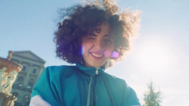 Video Reference: Smile, Sky, Hairstyle, Facial expression, Azure, Human, Fashion, Flash photography, Happy, Cool