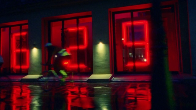 Video Reference: Light, Fixture, Interior design, Red, Door, Rectangle, Magenta, Gas, Tints and shades, Neon