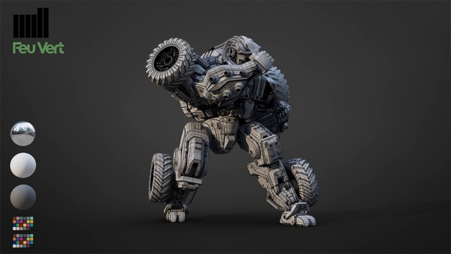 Video Reference: Automotive design, Art, Font, Toy, Machine, Automotive tire, Fictional character, Darkness, Action figure, Metal