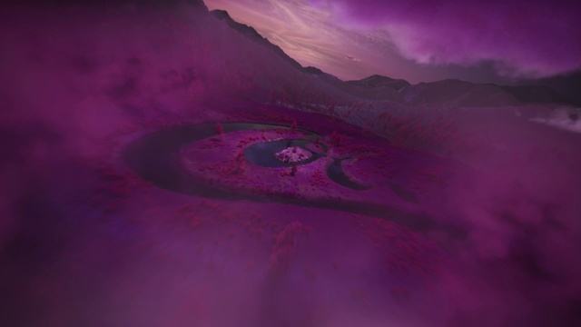 Video Reference: Cloud, Purple, Sky, Landscape, Magenta, Art, Cg artwork, Circle, Electric blue, Wind wave