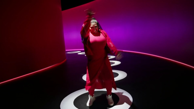 Video Reference: Purple, Dress, Pink, Performing arts, Magenta, Fashion design, Music artist, Entertainment, Hat, Event