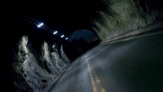 Video Reference: Automotive lighting, Asphalt, Road surface, Slope, Geological phenomenon, Road, Tunnel, Freezing, Space, Sky
