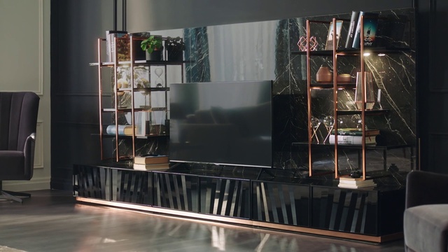 Video Reference: Building, Interior design, Shelving, Floor, Flooring, Wood, Glass, Art, Bookcase, Space