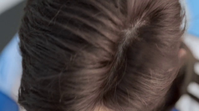 Video Reference: Hair, Eyelash, Liver, Bun, Electric blue, Fashion accessory, Hair coloring, Hair accessory, Fur, Terrestrial animal